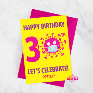 corona virus covid 19 30th birthday card female