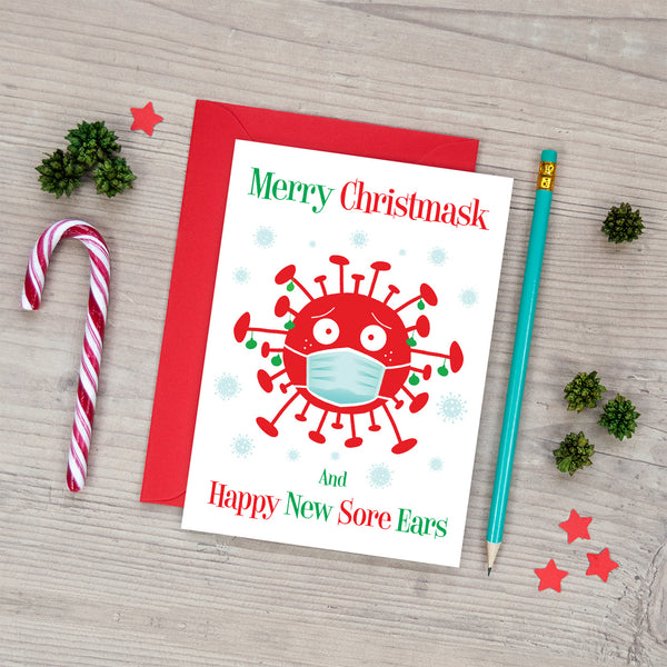 coronavirus covid lockdown quarantine mask themed christmas cards