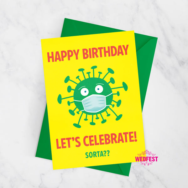 coronavirus covid theme birthday card