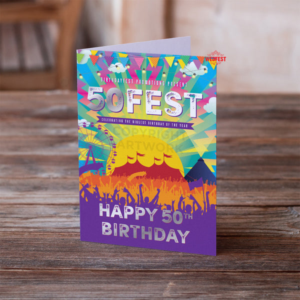 festival themed 50fest 50th birthday card