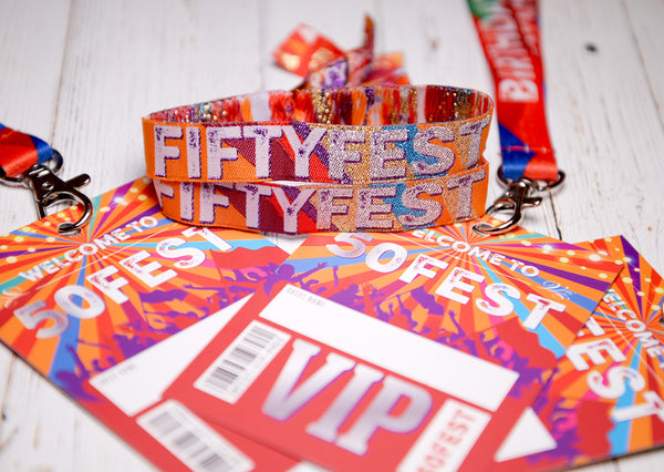 fiftyfest 50fest wristbands lanyards 50th birthday