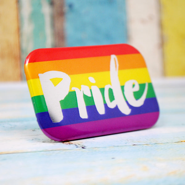 Gay Pride Metallic Rainbow Flag Badge ~ Gay Pride Accessories