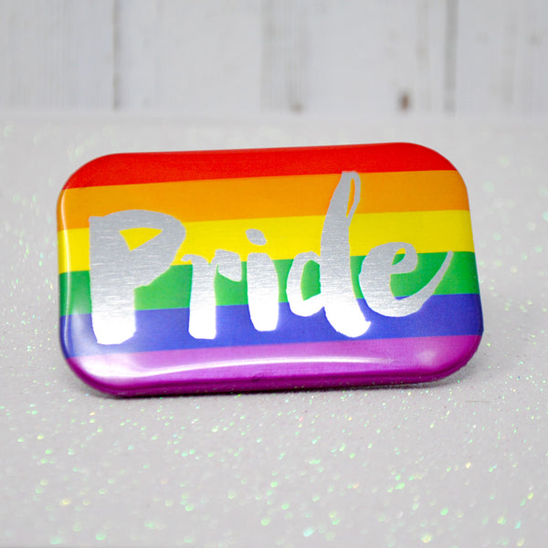 Gay Pride Metallic Rainbow Flag Badge ~ Gay Pride Accessories