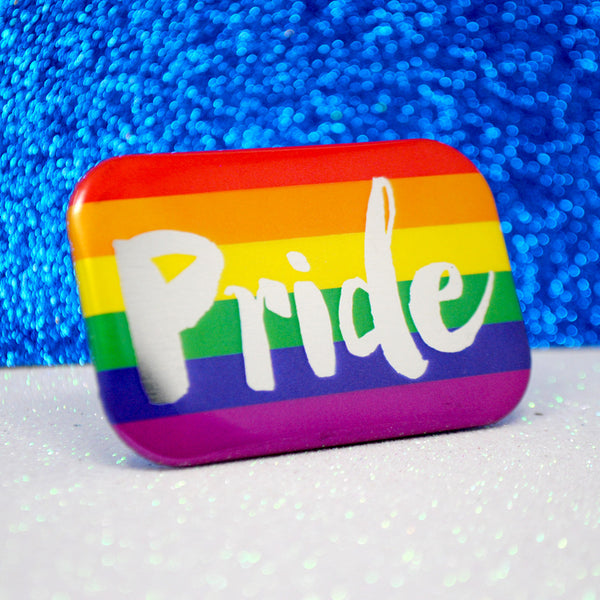 Gay Pride Metallic Rainbow Flag Badge ~ Gay Pride Accessories