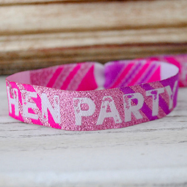 Hen Party Festival Style Wristbands in Rose Gold, Pink & Purple