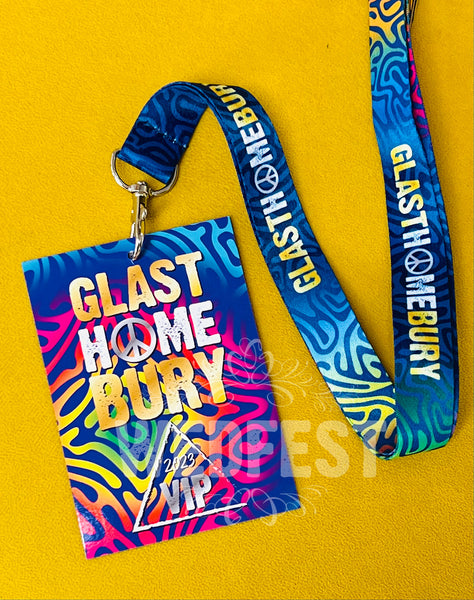 glasthomebury festival party at home vip lanyards