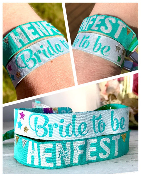 henfest bride to be festival hen party wristbands