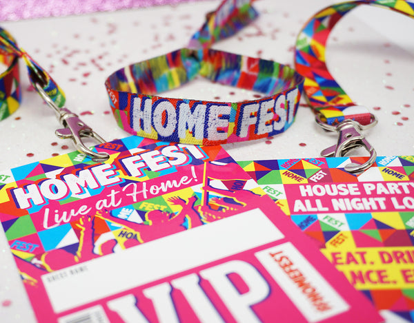 homefest festival at home wristbands lanyards