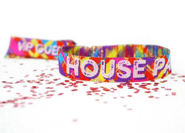 house party festival theme birthday wristbands