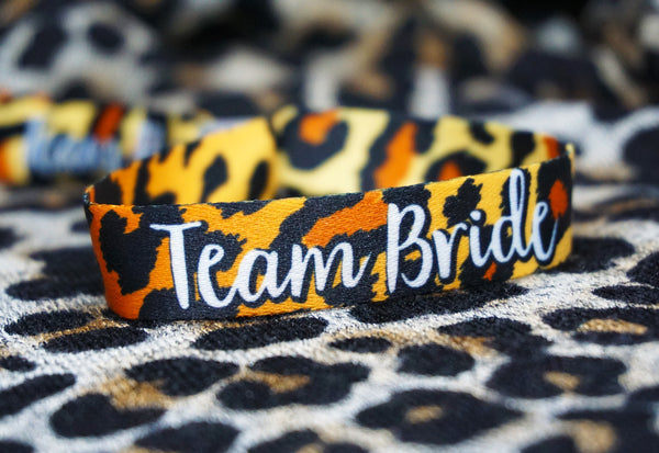 team bride leopard print hen do party wristband accessories