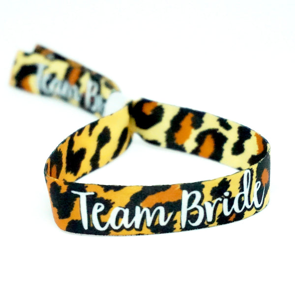 leopard print hen party wristbands favours team bride