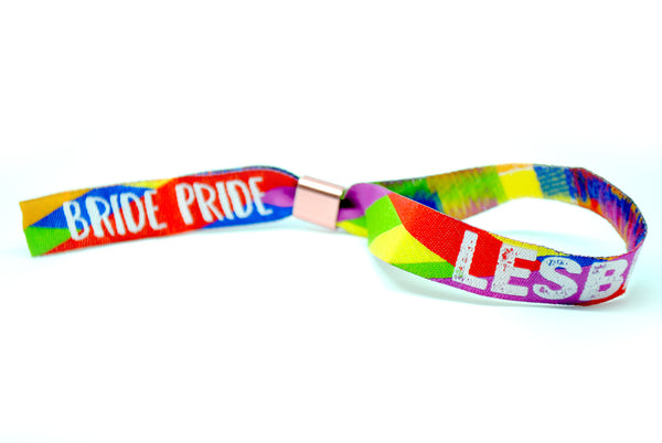 LESBIHEN ® Bride Pride Gay / Lesbian Hen Party Rainbow Wristbands