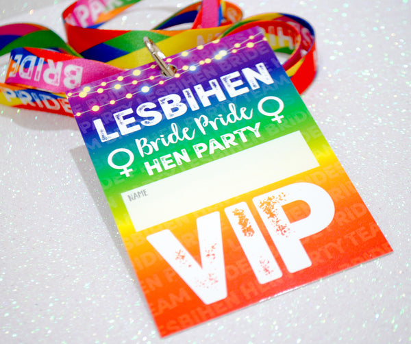 LESBIHEN ® VIP Pass Hen Party Lanyards ~ Lesbian/Gay Hen Party Favours