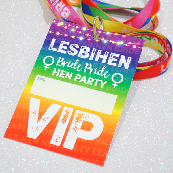 LESBIHEN ® VIP Pass Hen Party Lanyards ~ Lesbian/Gay Hen Party Favours