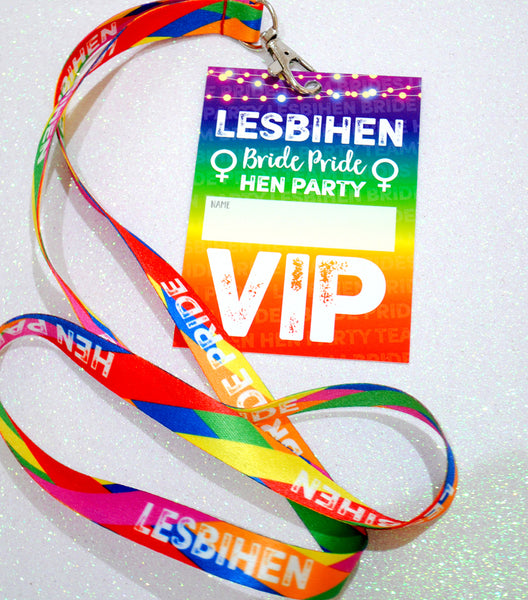 LESBIHEN ® VIP Pass Hen Party Lanyards ~ Lesbian/Gay Hen Party Favours