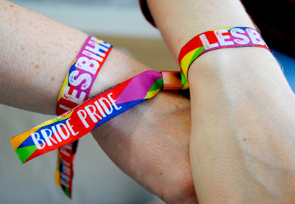 LESBIHEN ® Bride Pride Gay / Lesbian Hen Party Rainbow Wristbands