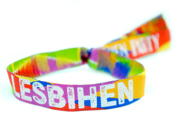 LESBIHEN ® Bride Pride Gay / Lesbian Hen Party Rainbow Wristbands