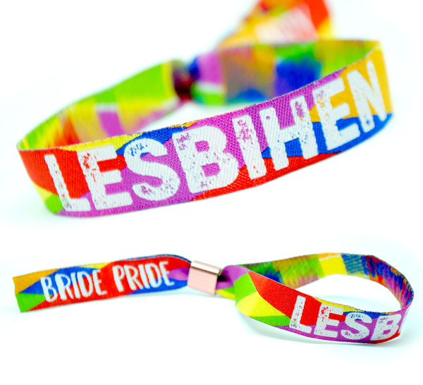 LESBIHEN ® Bride Pride Gay / Lesbian Hen Party Rainbow Wristbands