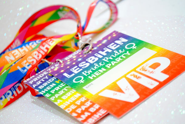 LESBIHEN ® VIP Pass Hen Party Lanyards ~ Lesbian/Gay Hen Party Favours