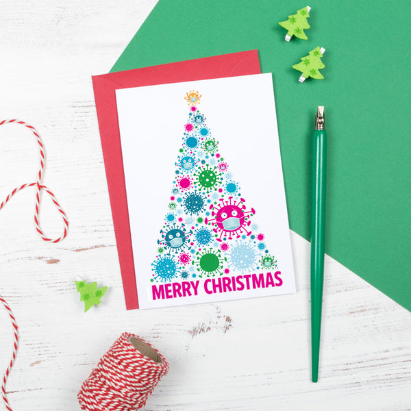 merry christmas 2021 coronavirus covid funny christmas tree card