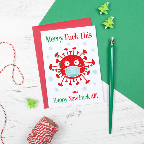 merry fuck this funny christmas cards coronavirus lockdown masks