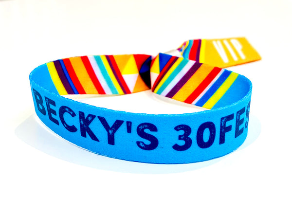 personalised customised 30fest festival birthday party wristbands