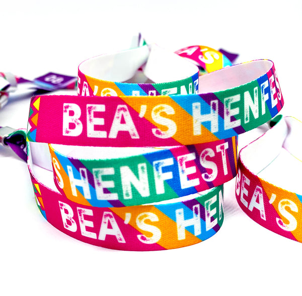 personalised henfest hen party festival wristband favours