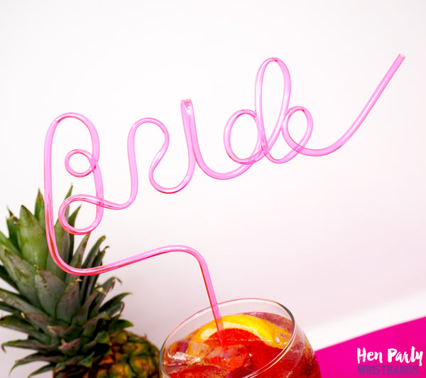 pink bride hen party straws