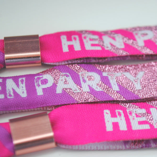 Hen Party Wristbands in Black, Blue & Silver