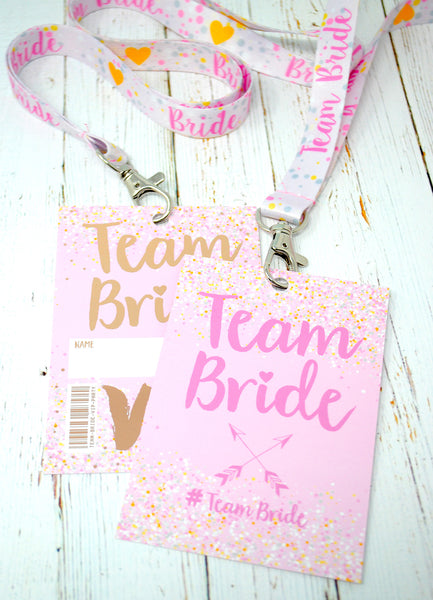 rose gold team bride hen party bachelorette lanyard
