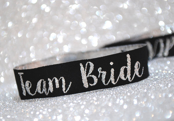 Team Bride Silver & Black Hen Party Wristbands Favours