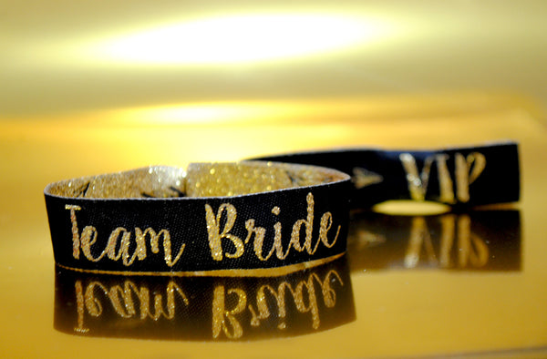 Team Bride Black & Gold Hen Party Wristbands
