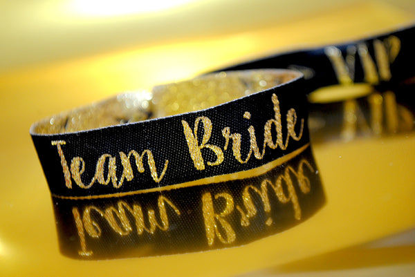 Team Bride Black & Gold Hen Party Wristbands