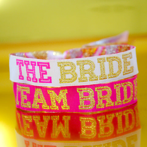 Team Bride 'Cheerleader' Pink / Gold Hen Party Wristbands
