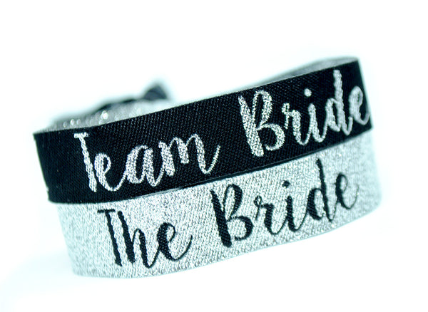 Team Bride Silver & Black Hen Party Wristbands Favours