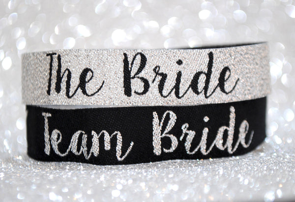 Team Bride Silver & Black Hen Party Wristbands Favours