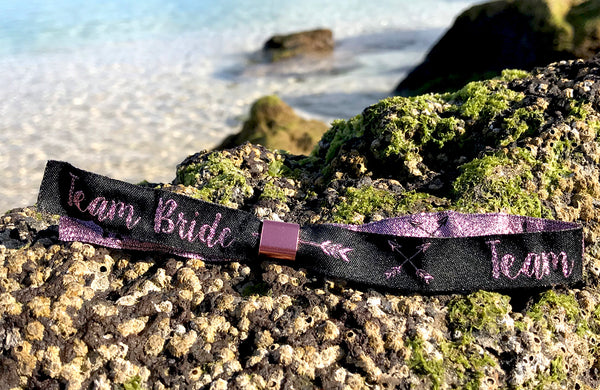 TEAM BRIDE 'Rose Gold & Black' Hen Party Wristbands