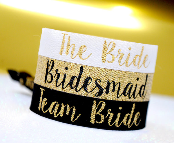 Bridesmaid (Gold) Bride Tribe / Team Bride Hen Party Wristbands
