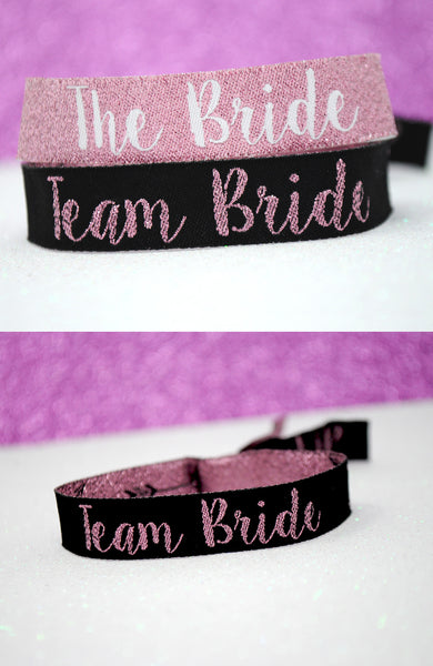 TEAM BRIDE 'Rose Gold & Black' Hen Party Wristbands