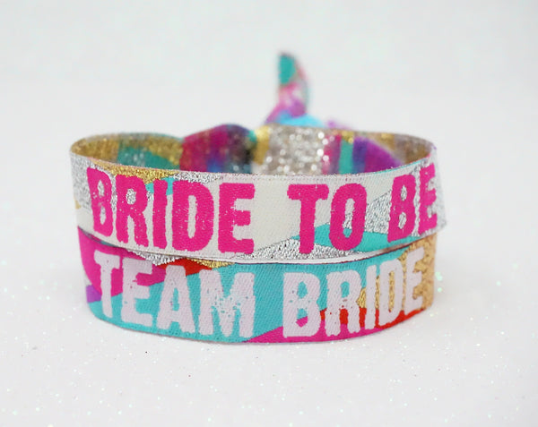 team bride multi coloured bride to be festival hen party wristbands