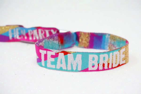 team bride multi coloured festival hen party wristbands