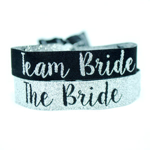 Team Bride Silver & Black Hen Party Wristbands Favours