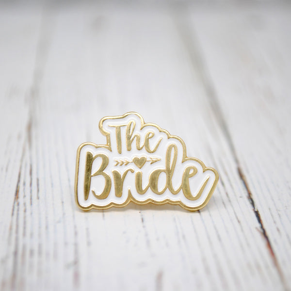 The Bride & The Groom Wedding Enamel Pin Badge Gift Set