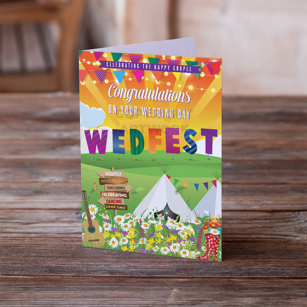 wedfest festival theme wedding day card wedding congratulations card