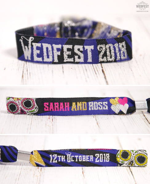 wedfest personalised rocker rock n roll wedding wristbands favours
