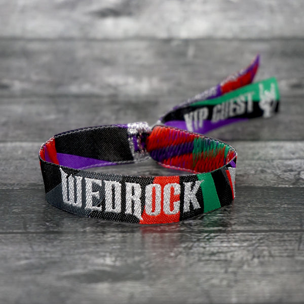 wedrock rock n roll wedding festival wristbands favours