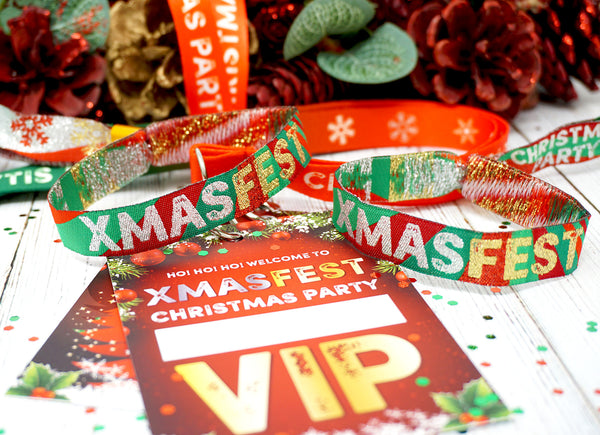 xmasfest festival theme christmas party at home lockdown office lanyards wristbands
